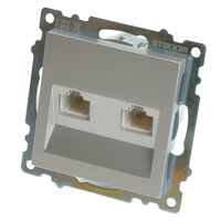 Розетка компьютерная RJ-45 двойная Катрин (серебро) / Stekker GLS00-7109-03