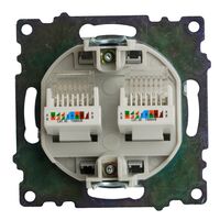 Розетка компьютерная RJ-45 двойная Катрин (серебро) / Stekker GLS00-7109-03