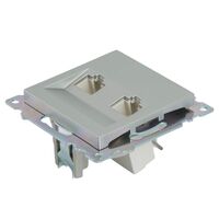 Розетка компьютерная RJ-45 двойная Катрин (серебро) / Stekker GLS00-7109-03