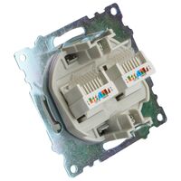 Розетка компьютерная RJ-45 двойная Катрин (серебро) / Stekker GLS00-7109-03