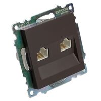 Розетка компьютерная RJ-45 двойная Катрин (шоколад) / Stekker GLS00-7109-04