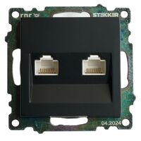 Розетка компьютерная RJ-45 двойная Катрин (черный) / Stekker GLS00-7109-05