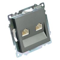 Розетка компьютерная RJ-45 двойная Катрин (графит) / Stekker GLS00-7109-06
