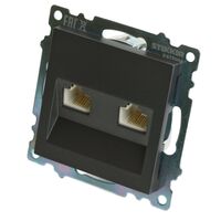 Розетка компьютерная RJ-45 двойная Катрин (графит) / Stekker GLS00-7109-06