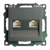Розетка компьютерная RJ-45 двойная Катрин (графит) / Stekker GLS00-7109-06