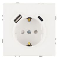 Розетка с заземлением, защитными шторками и USB тип C Эмили (белый фарфор) / Stekker RST16-5119-01