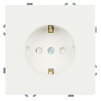 Розетка с заземлением, защитными шторками и СЗК Эмили (белый фарфор) / RST16-5110-01ZK