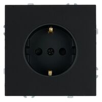 Розетка с заземлением, защитными шторками и СЗК Эмили (черный уголь) / RST16-5110-05ZK