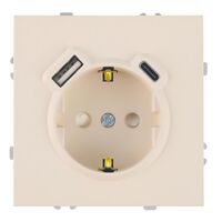 Розетка с заземлением, защитными шторками и USB тип C Эмили (кашемир) / Stekker RST16-5119-08