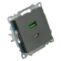 Розетка USB тип A+C Катрин (графит) / Stekker GLS10-7116-06