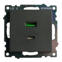 Розетка USB тип A+C Катрин (графит) / Stekker GLS10-7116-06