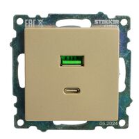Розетка USB тип A+C Катрин (золото) / Stekker GLS10-7116-08