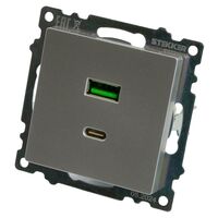 Розетка USB тип A+C Катрин (серебро) / Stekker GLS10-7116-03