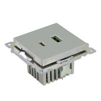 Розетка USB тип A+C Катрин (серебро) / Stekker GLS10-7116-03