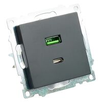 Розетка USB тип A+C Катрин (черный) / Stekker GLS10-7116-05