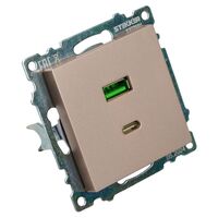 Розетка USB тип A+C Катрин (шампань) / Stekker GLS10-7116-02