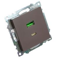 Розетка USB тип A+C Катрин (шоколад) / Stekker GLS10-7116-04