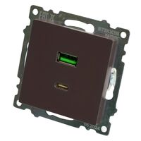 Розетка USB тип A+C Катрин (шоколад) / Stekker GLS10-7116-04