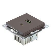 Розетка USB тип A+C Катрин (шоколад) / Stekker GLS10-7116-04