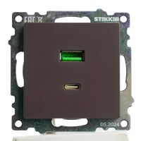 Розетка USB тип A+C Катрин (шоколад) / Stekker GLS10-7116-04