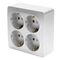 Розетка на 4 гнезда с заземлением, квадрат София (серебро) / Stekker MST16-14S-03