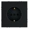 Розетка с заземлением, защитными шторками и СЗК Эмили (черный уголь) / RST16-5110-05ZK