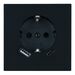 Розетка с заземлением, защитными шторками и USB тип A+C Мия (черный бархат) / Stekker RST16-3119-05