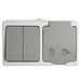Блок: розетка с/з и крышкой и выключатель двухклавишный Велена (белый/серый) / Stekker PST16-21-54/10-221-54