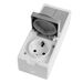 Блок вертикальный: розетка с/з и крышкой и выключатель двухклавишный Велена (белый/серый) / Stekker PST16-21-54V/10-221-54