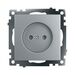 Розетка без заземления с защитными шторками Катрин (серебро) / Stekker GLS10-7109-03