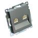 Розетка компьютерная RJ-45 двойная Катрин (графит) / Stekker GLS00-7109-06