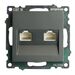 Розетка компьютерная RJ-45 двойная Катрин (графит) / Stekker GLS00-7109-06