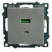 Розетка USB тип A+C Катрин (серебро) / Stekker GLS10-7116-03